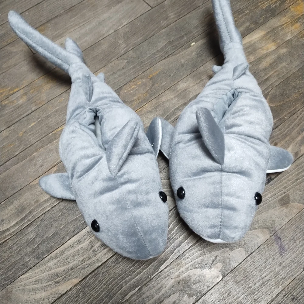 Comfy Feet Shark Animal Gray Kids Slippers